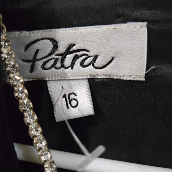 Patra Sz 16 Black Embellished Diamond Layered Dress - Picture 2 of 8